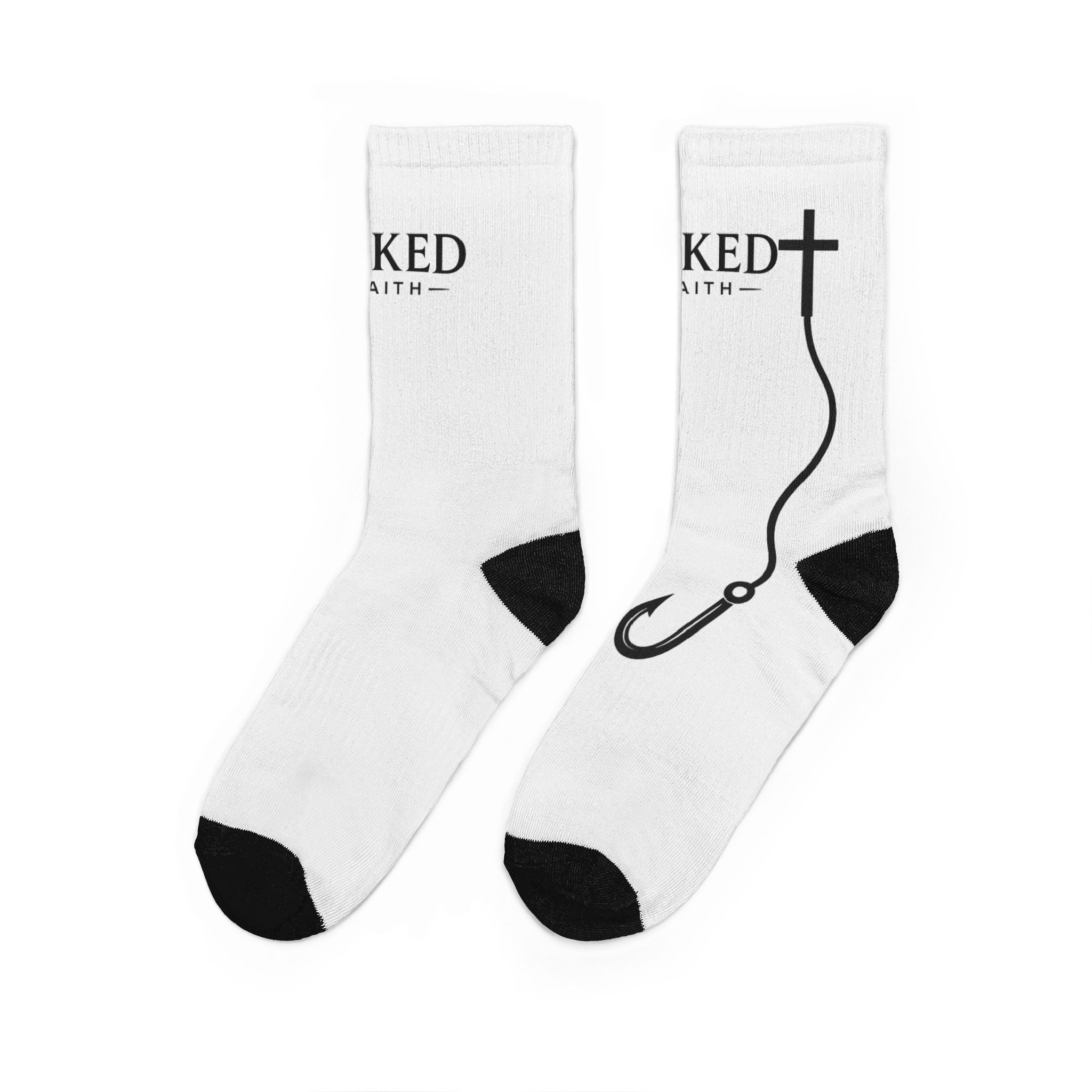 Hooked Cross Crew Socks — Christian Fishing Faith Socks