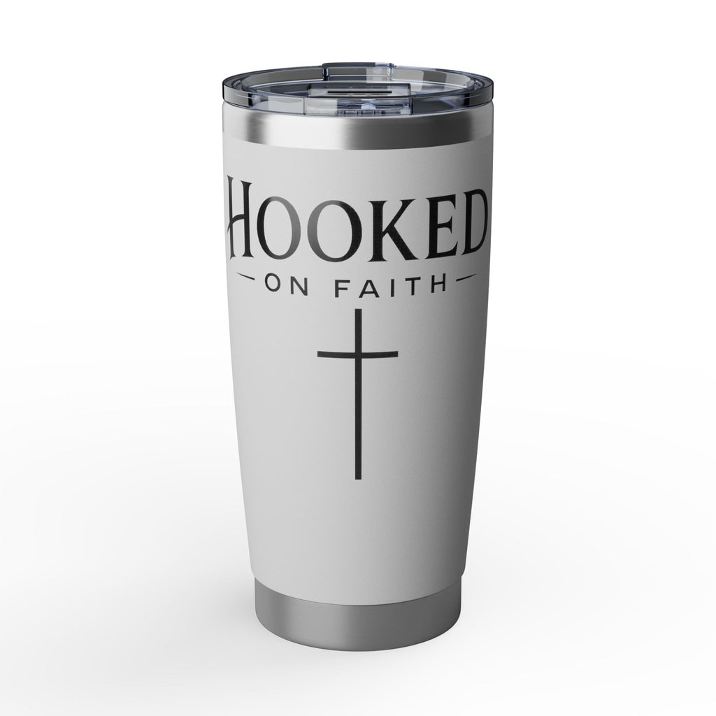 Hooked on Faith 20oz Tumbler — Christian Cross Insulated Travel Cup