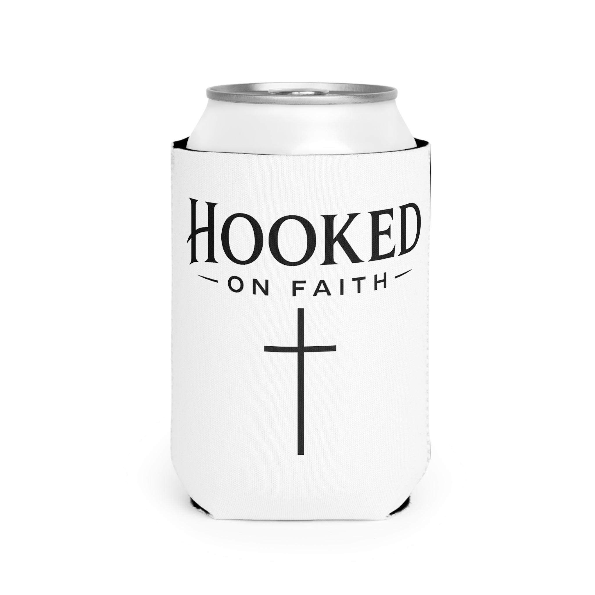 Can Cooler — "Hooked on Faith" Cross Christian Beverage Koozie