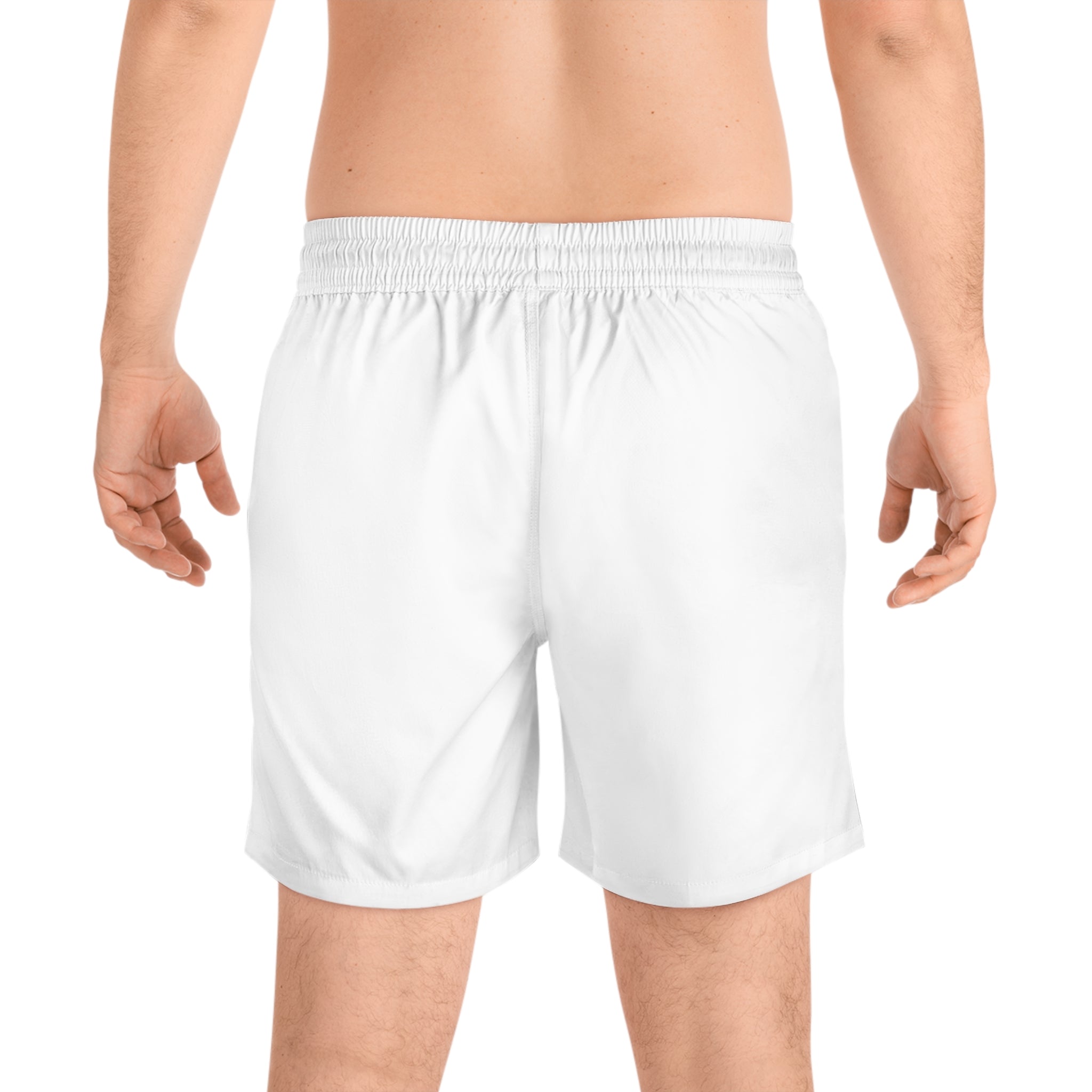 Hooked on Faith Swim Shorts — "Matthew 4:19" Christian Beach Trunks